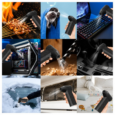 Турбовентилятор аккумуляторный ручной Mini Jet Fan воздуходувка с фонариком чёрный