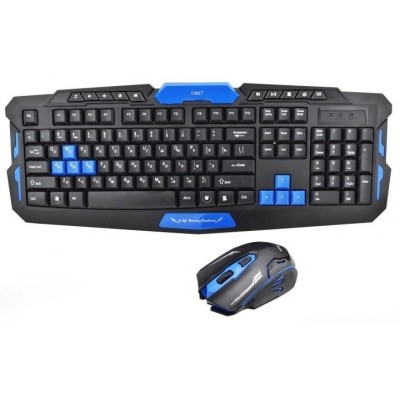 Комплект проводная клавиатура и мышь UKC HK-8100 чёрно-синий