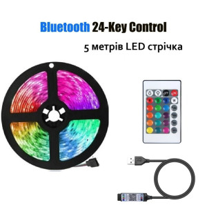 Светодиодная LED лента RGB 5050 5 метров от USB + пульт ДУ