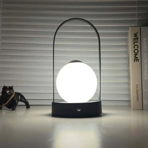 Настольная лампа ночник светильник аккумуляторный D25 black сенсорный 3 цвета свечения