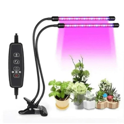 Фітолампа світлодіодна LED Plant Grow Light на 2 лампи для росту рослин на прищіпці фітосвітильник для кімнатних квітів, розсади