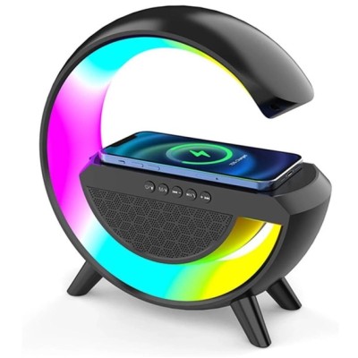 Настольная смарт лампа ночник BT-2301 RGB Rainbow Light-Wireless с Bluetooth колонкой беспроводная зарядка black