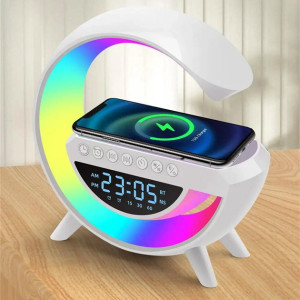 Настольная смарт лампа ночник G-smart BT-3401 RGB Rainbow Light-Wireless с Bluetooth колонкой беспроводная зарядка FM радио белый Refurbished
