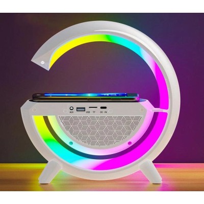 Настольная смарт лампа ночник G-smart BT-3401 RGB Rainbow Light-Wireless с Bluetooth колонкой беспроводная зарядка FM радио белый Refurbished