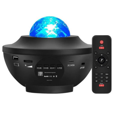 Ночник проектор галактика Galaxy з Bluetooth колонкою та пультом ДК, 10 режимів чорний