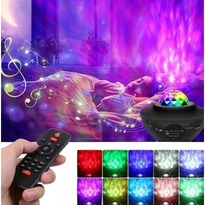 Ночник проектор галактика Galaxy з Bluetooth колонкою та пультом ДК, 10 режимів чорний