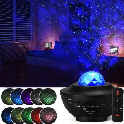 Ночник проектор галактика Galaxy з Bluetooth колонкою та пультом ДК, 10 режимів чорний