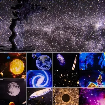 Ночник проектор звездного неба галактика Galaxy 19 сменных картриджей, домашний  планетарий белый Refurbished 