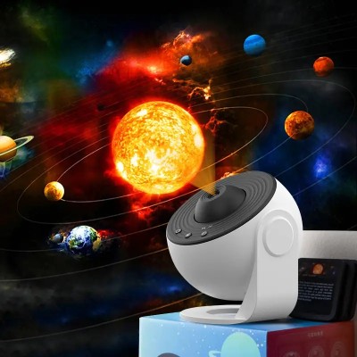 Ночник проектор звездного неба галактика Galaxy 19 сменных картриджей, домашний  планетарий белый Refurbished 