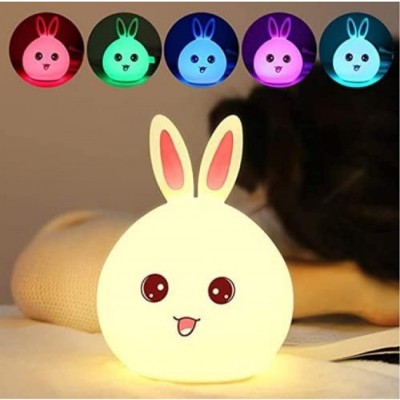 Детский ночник силиконовый Зайчик Rabbit-Lamp ночная LED лампа на аккумуляторе 6 цветов подсветки