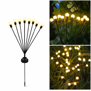 Садовый газонный светильник Светлячки 8 led на солнечной батарее с сумеречным датчиком чёрный