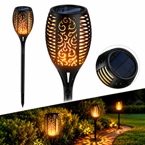 Садовый газонный светильник Факел 50см madium на солнечной батарее с сумеречным датчиком чёрный