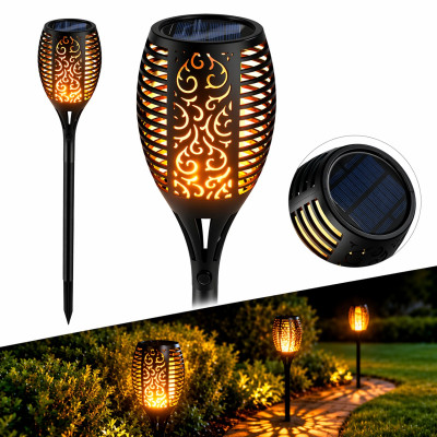 Садовый газонный светильник Факел 50см madium на солнечной батарее с сумеречным датчиком чёрный