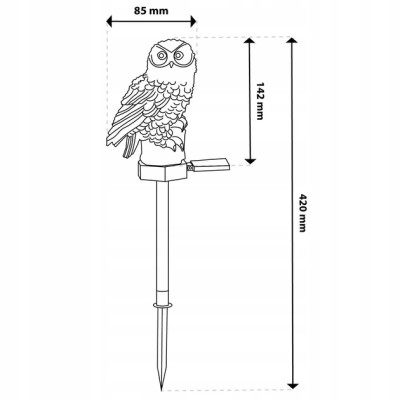 Садовый газонный светильник Сова на солнечной батарее с сумеречным датчиком белая
