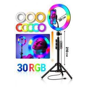 Набор блогера LED лампа RGB MJ-30 30 см + штатив 2.1м + держатель для телефона для фото и видео