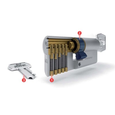 Цилиндр английский ключ-ключ 70 мм, 35х35 латунь AGB C60301.30.30