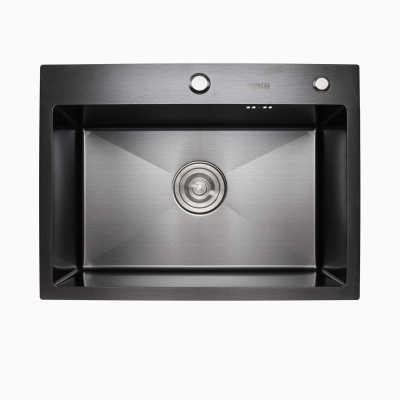 Мойка кухонная Platinum Handmade PVD 580x430x220 чёрная