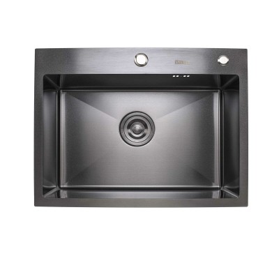 Мойка кухонная Platinum Handmade PVD 600x450x220 чёрная