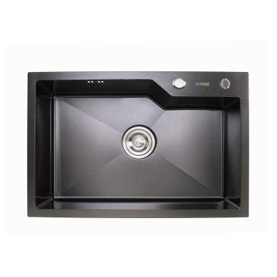 Мойка кухонная Platinum Handmade PVD 650x430x220 чёрная