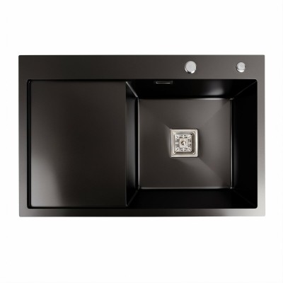 Мойка кухонная Platinum Handmade PVD 78x50B R чёрная