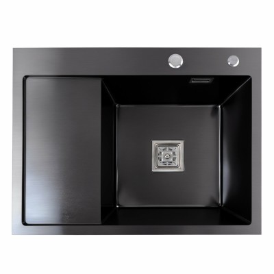 Мойка кухонная Platinum Handmade PVD 65x50 R чёрная