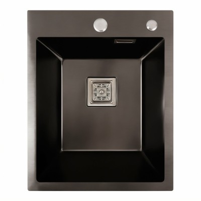 Мийка кухонна Platinum Handmade PVD 40х50х23 мм HSBB (квадратний сифон 3,0/1,0) чорний