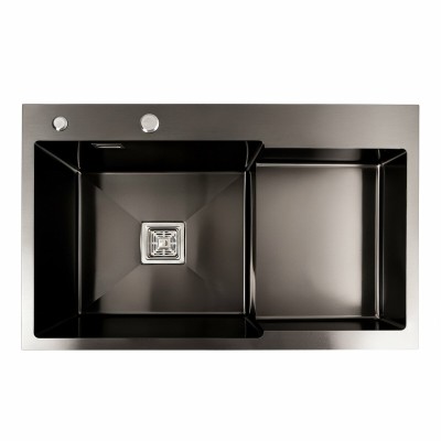 Мойка кухонная Platinum Handmade PVD 78х50С L чёрная