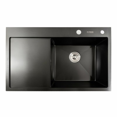 Мойка кухонная Platinum Handmade PVD 78x48 R чёрная