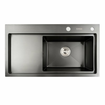 Мойка кухонная Platinum Handmade PVD 78x43 R чёрная