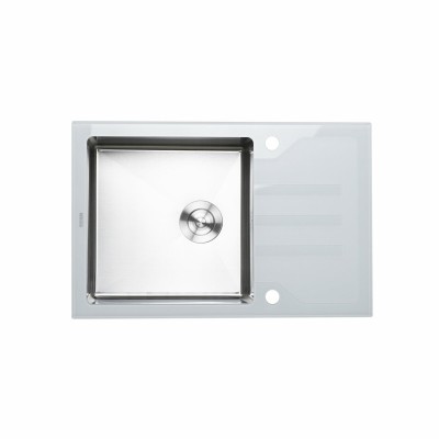Мойка кухонная Platinum Handmade WHITE GLASS 780х510х200