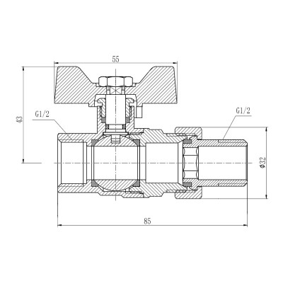 Кран американка 1/2" (прямой)  SD Forte SF220W15