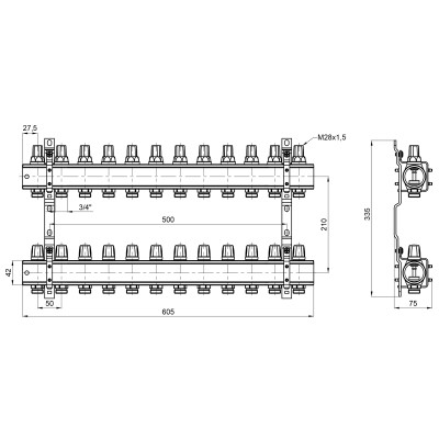 Коллектор без расходомера 1"*12 Icma № К 005