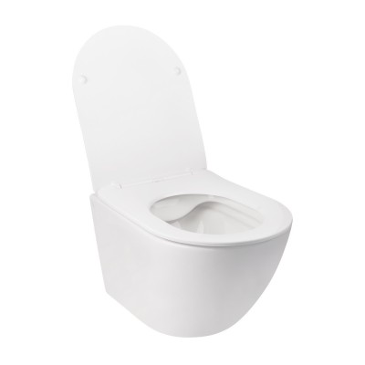 Унитаз подвесной Qtap Jay безободковый с сидением Slim Soft-close QT07335176W