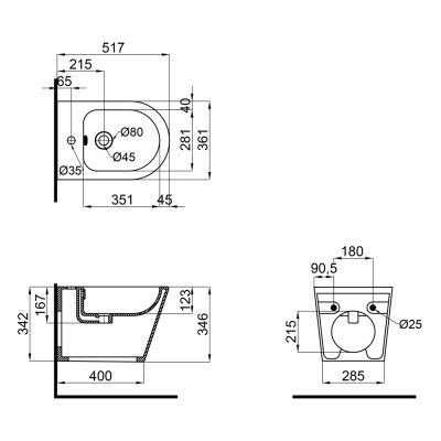 Биде подвесное Qtap Scorpio QT1455053FMB