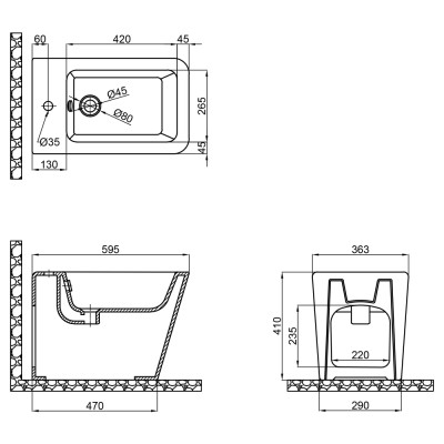 Биде напольное Qtap Tern QT1744003CW