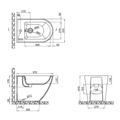 Биде напольное Qtap Robin QT13442141CMB