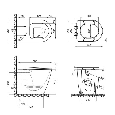 Унитаз напольный Qtap Swan безободковый с сидением Soft-close QT16223178W