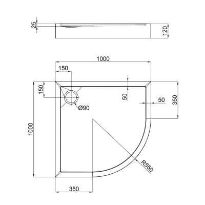 Душевой поддон Qtap ROBIN 301112 100x100x12см + сифон
