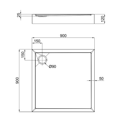 Душевой поддон Qtap TERN 309912C 90x90x12см + сифон
