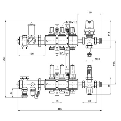 Коллекторная группа Icma с расходомерами 1"3 Icma К 0111