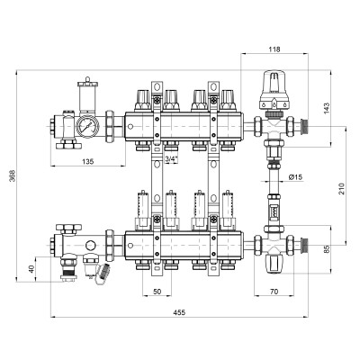 Коллекторная группа Icma с расходомерами 1"4 Icma К 0111