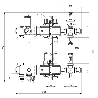 Коллекторная группа Icma с расходомерами 1"2 Icma К0111