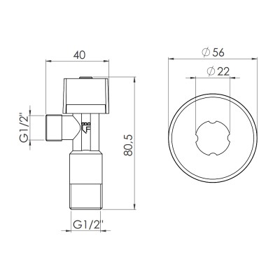 Кран приборный Арко SD Forte 1/2" угловой SF340W1515