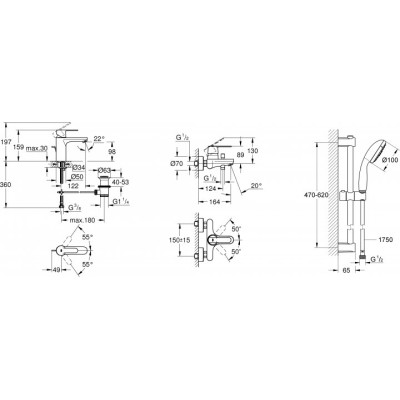 Набор смесителей GROHE QuickFix Get UA202701MQ (23454000+32887000+26032000)