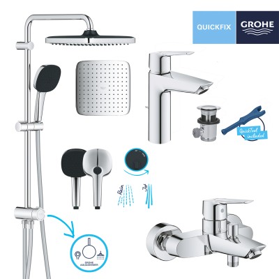 Набор смесителей 3 в 1 для ванной комнаты Grohe QuickFix Start M-Size UA202305RM