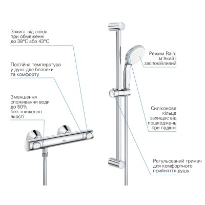 Набор смесителей 2 в 1 для ванной комнаты Grohe QuickFix Start S-Size 34841551TS