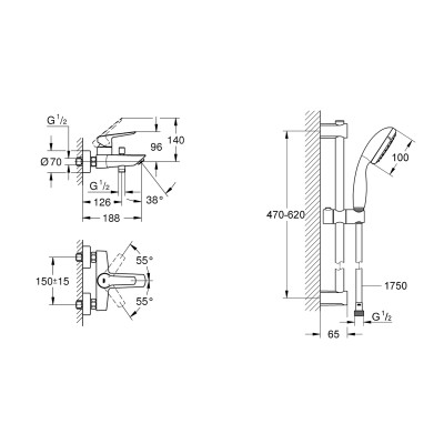 Смеситель для ванны GROHE QuickFix Start Black UA30330702