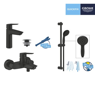 Набор смесителей 3 в 1 для ванной комнаты Grohe QuickFix Start Black UA303301MQ