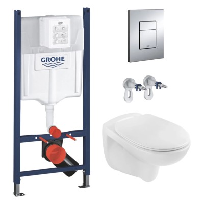 Инсталляция Grohe Rapid SL 3 в 1 3884966Q + Унитаз безободковый Kroner Oker WHI533536 RIMLESS с сиденьем Slim Duroplast Soft close Quick relase KO533536WHIR (3884966KO533536)