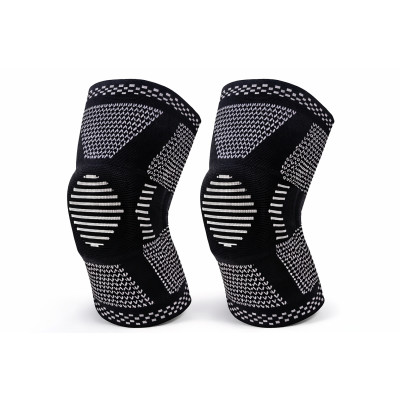 Спортивный бандаж на колено XL 2 шт, ортопедический наколенник суппорт, фиксатор на колено, ортез коленного сустава чёрно-серый